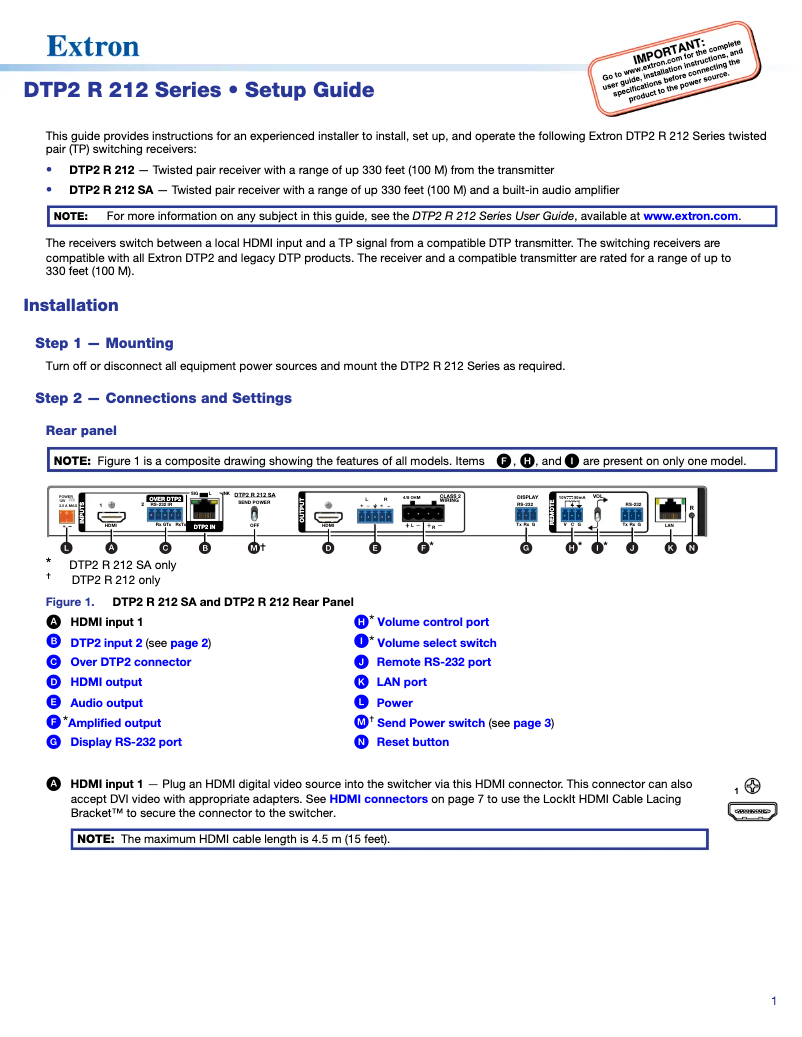 Imagen de la primera página del manual del dispositivo DTP2 R 212