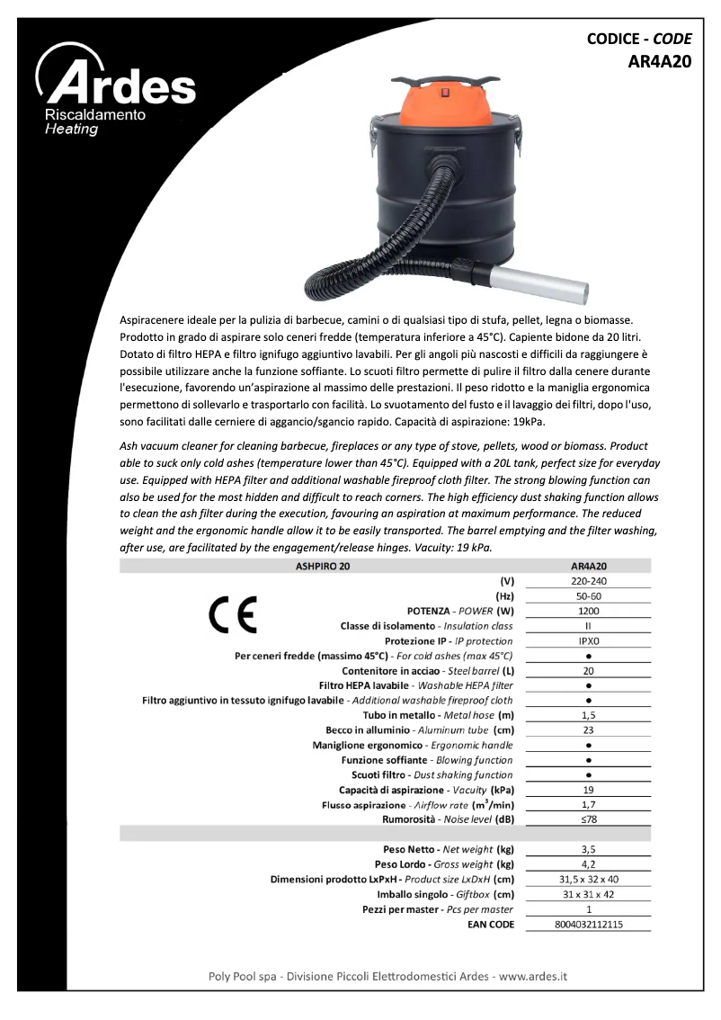 Imagen de la primera página del manual del dispositivo AR4A20