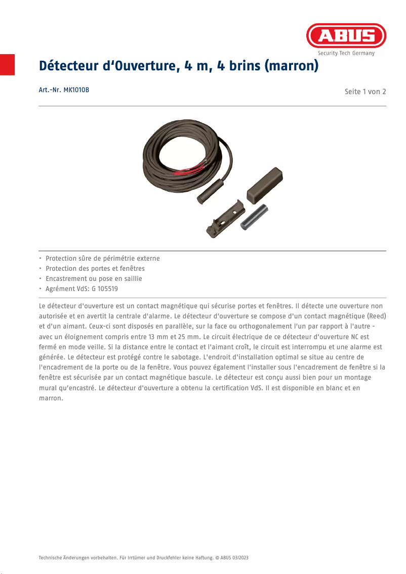 Imagen de la primera página del manual del dispositivo MK1010B