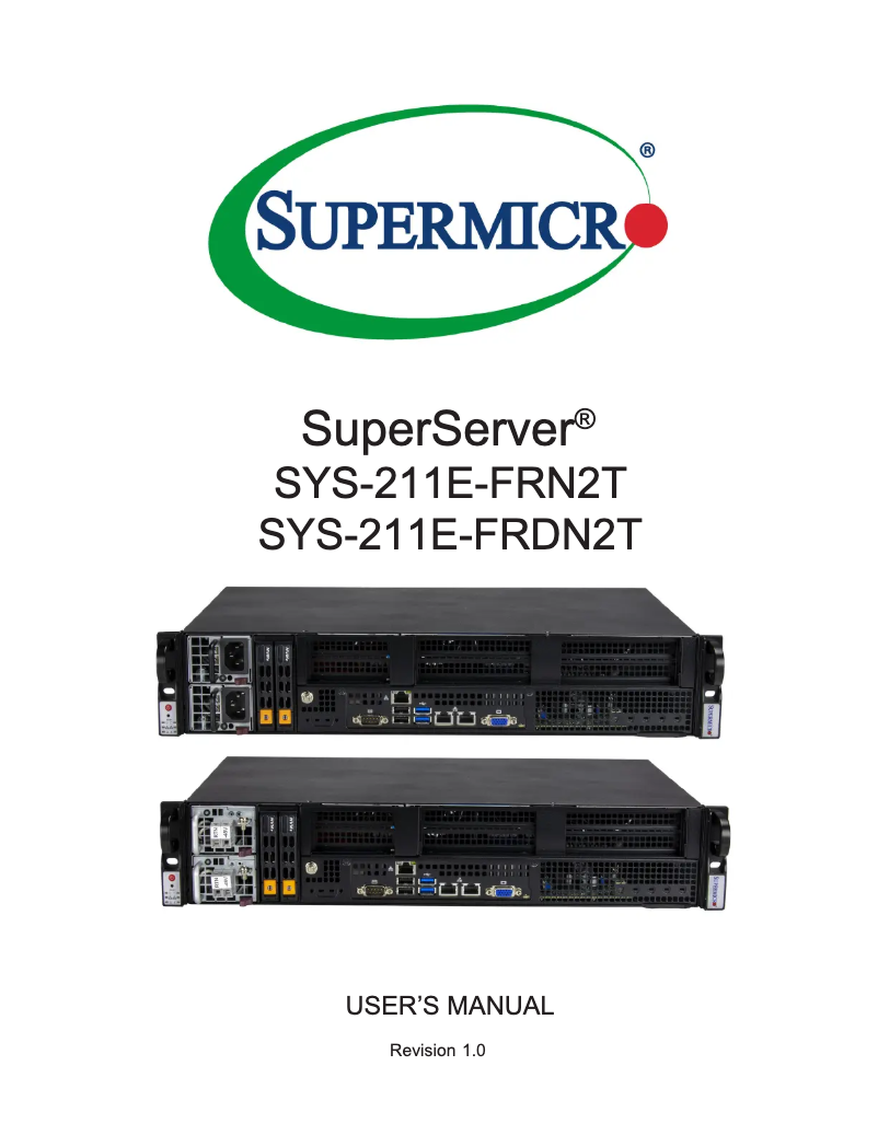 Página 1 del manual Manual de usuario Supermicro SuperServer SYS-211E-FRDN2T