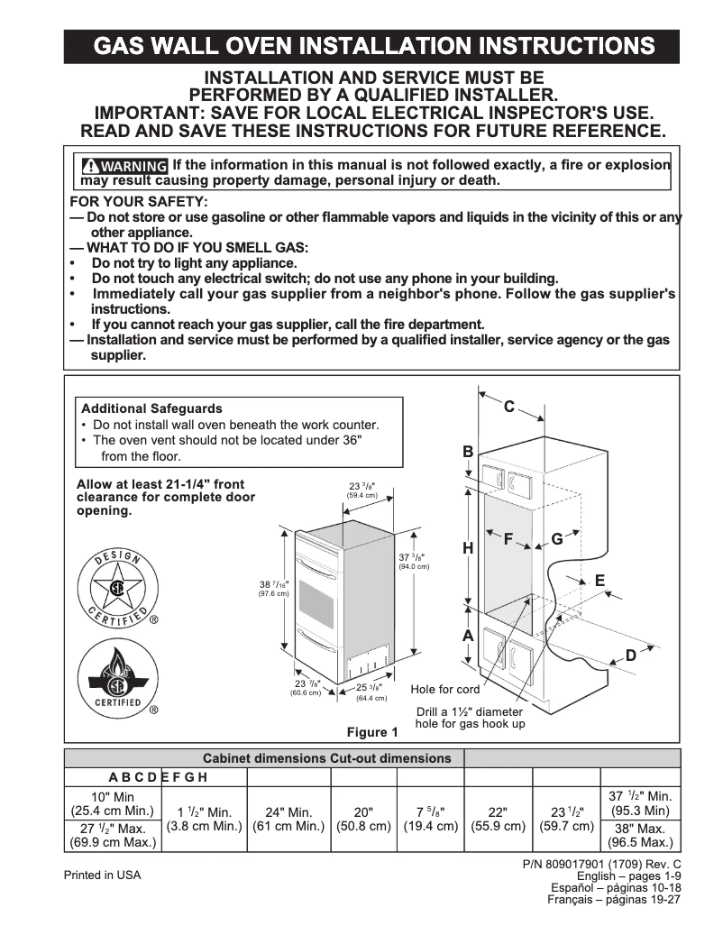 Página 1 del manual Guía de instalación Frigidaire FFGW2415QS