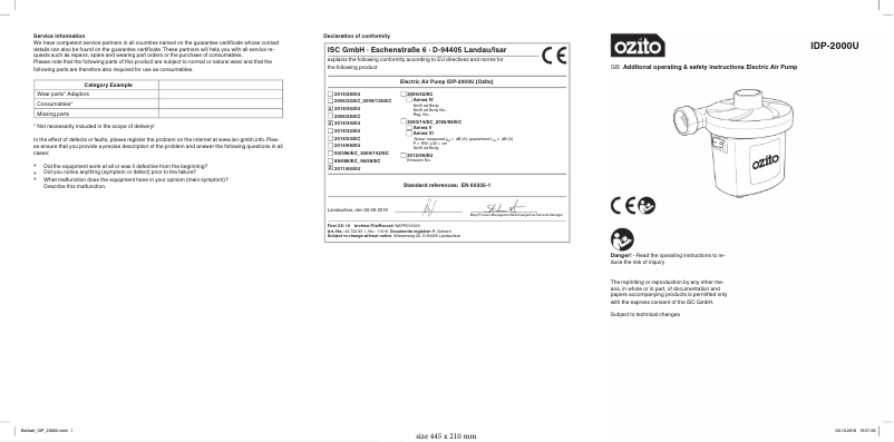 Imagen de la primera página del manual del dispositivo IDP-2000U