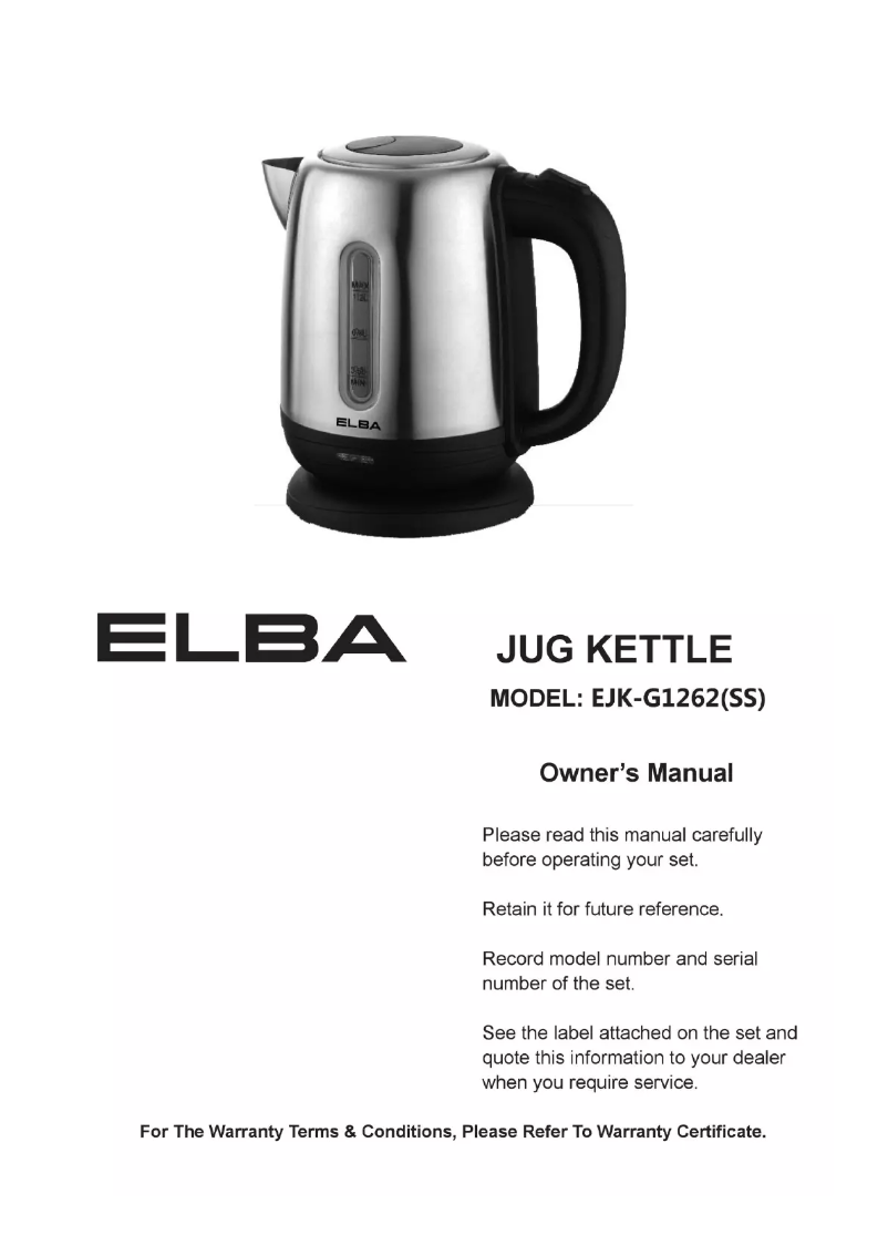 Imagen de la primera página del manual del dispositivo EJK-G1262(SS)