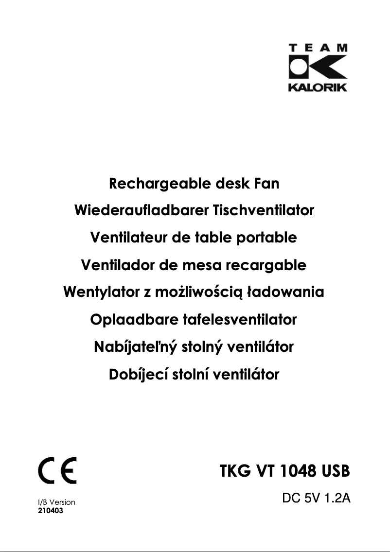 Página 1 del manual Manual de usuario Kalorik TKG VT 1048 USB