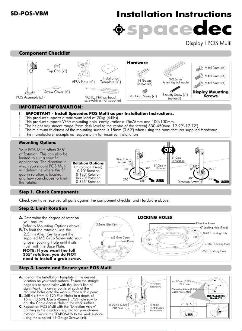 Imagen de la primera página del manual del dispositivo SD-POS-VBM