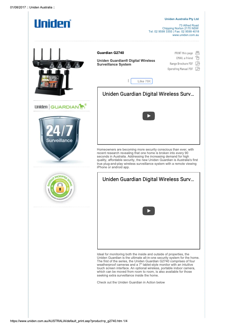 Página 1 del manual Manual de usuario Uniden Guardian G2740