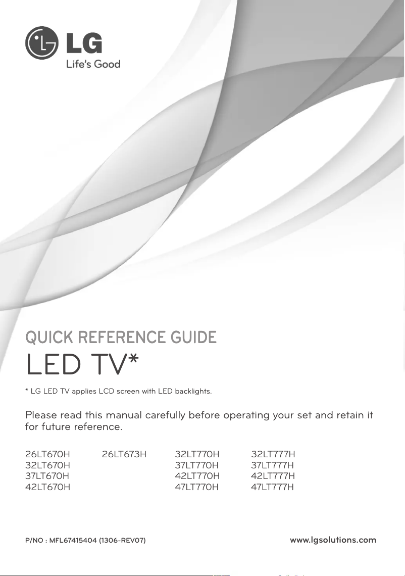 Imagen de la primera página del manual del dispositivo 26LT673H