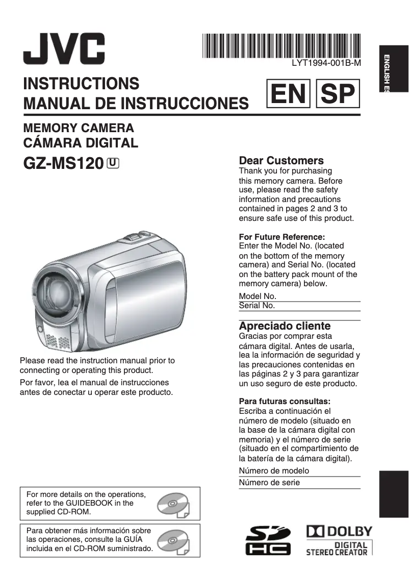Página 1 del manual Manual de usuario JVC GZ-MS120