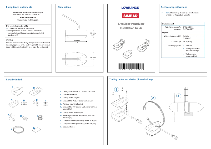Página 1 del manual Manual de usuario Simrad LiveSight Transom Mount