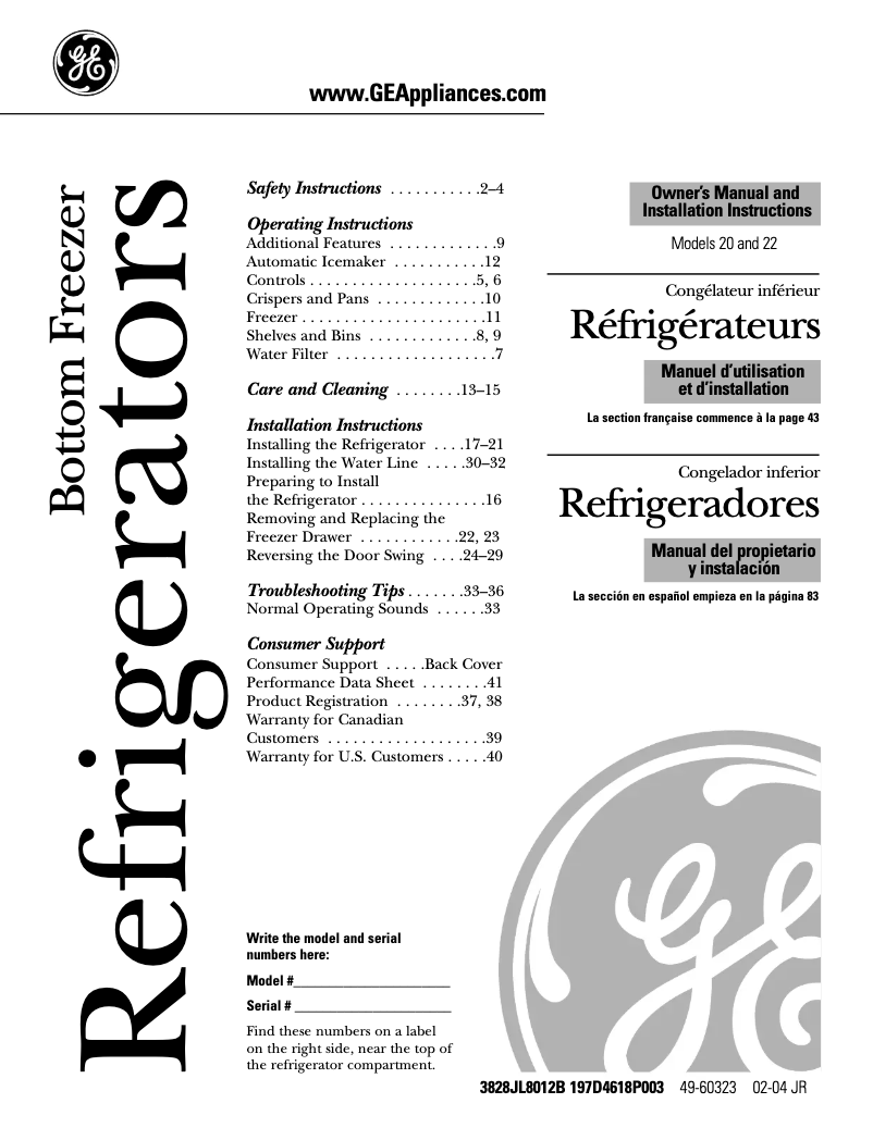 Imagen de la primera página del manual del dispositivo Profile PDS20SBPRSS