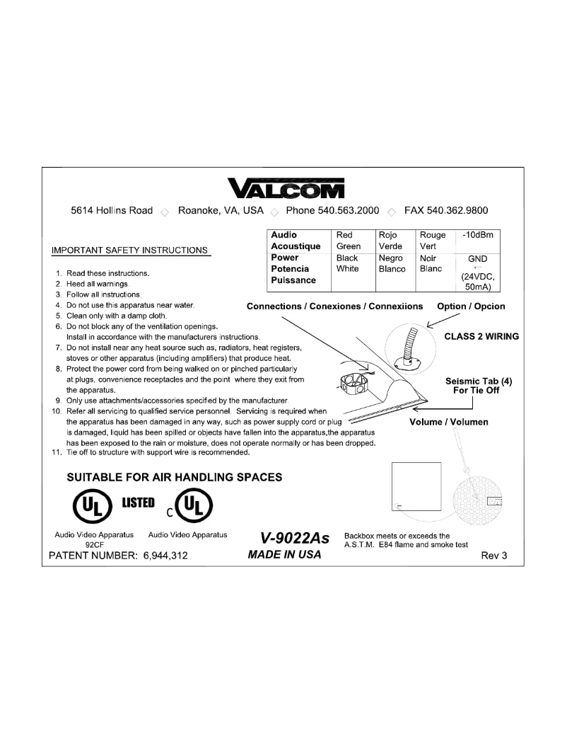 Página 1 del manual Manual de usuario Valcom V-9022A