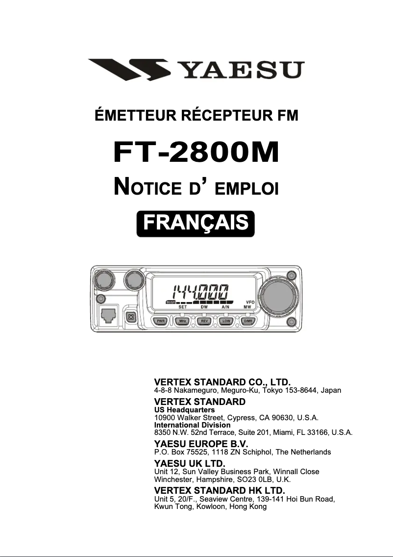Imagen de la primera página del manual del dispositivo FT-2800M
