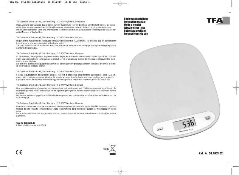 Página nº 1 - Manual de usuario TFA 50.2003.02