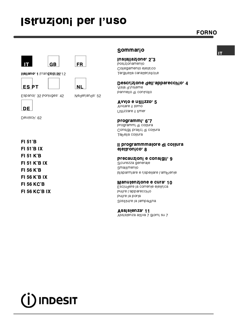 Imagen de la primera página del manual del dispositivo FI 56 K.B
