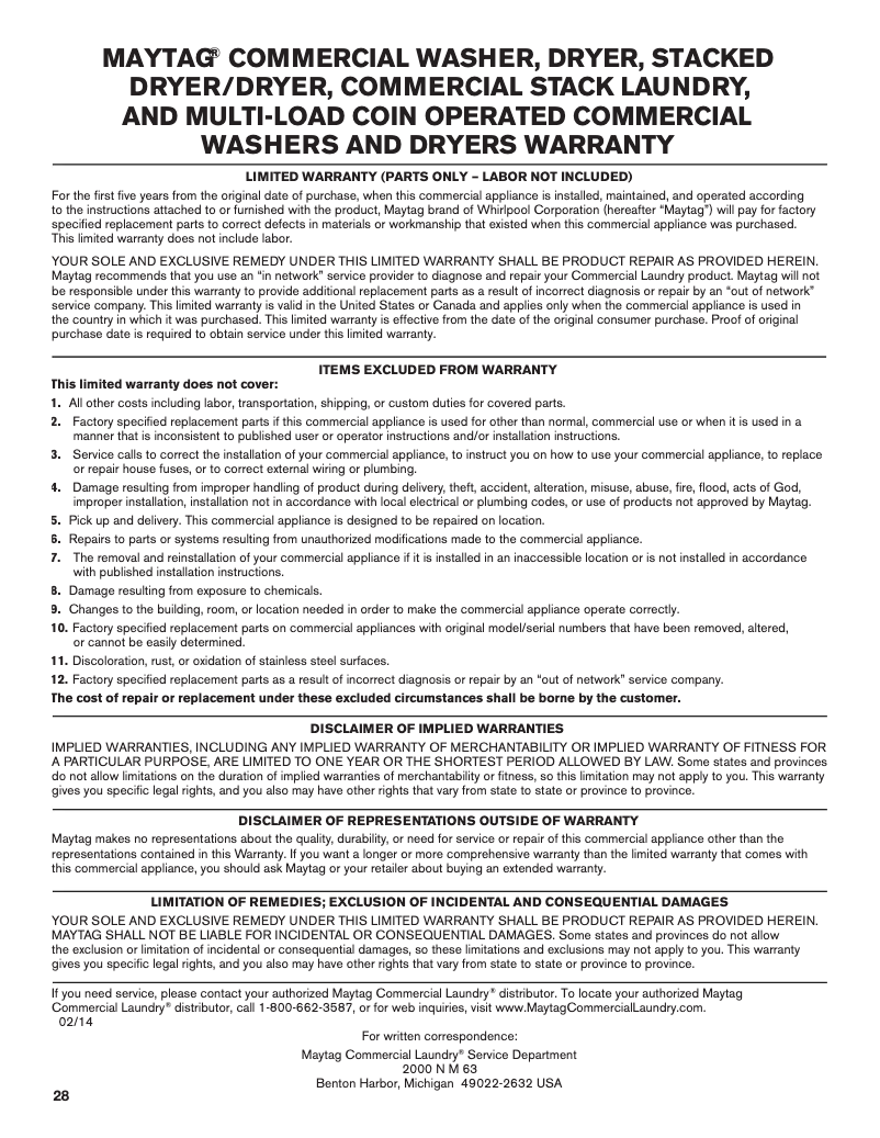 Página 1 del manual Manual de instrucciones Maytag MDE28PDCYW