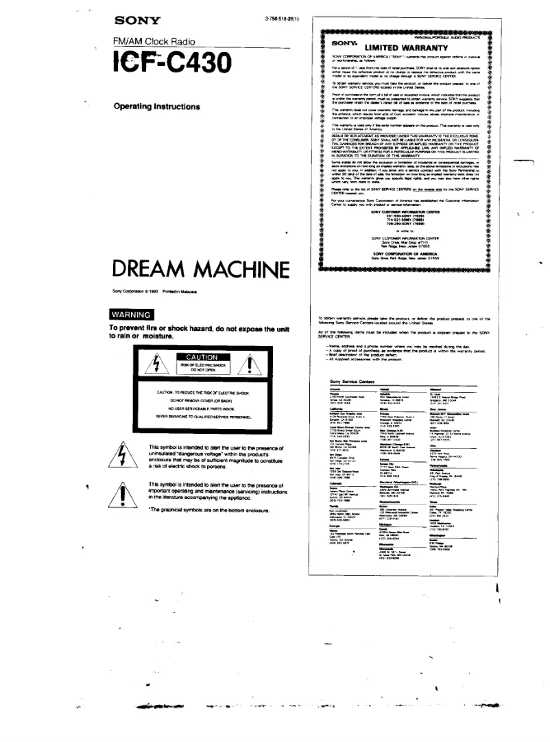 Imagen de la primera página del manual del dispositivo ICF-C430