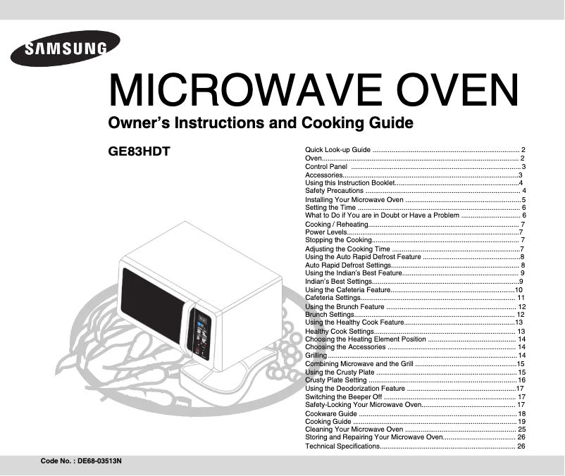 Página 1 del manual Manual de usuario Samsung GE83HDT