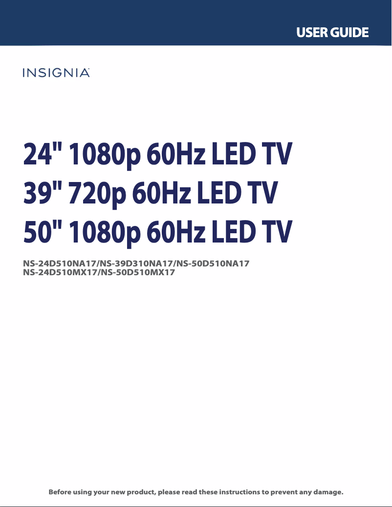 Imagen de la primera página del manual del dispositivo NS-50D510NA17