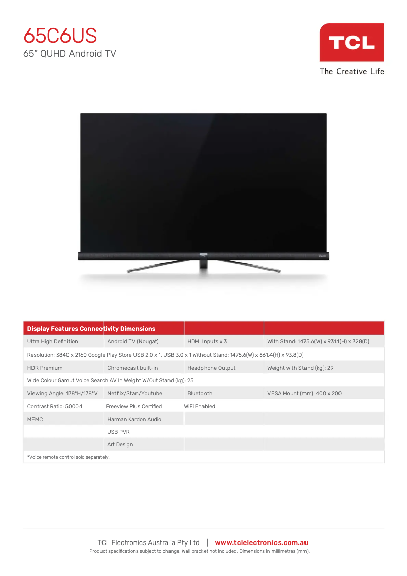 Imagen de la primera página del manual del dispositivo 65C6US