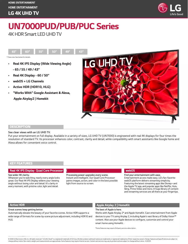 Imagen de la primera página del manual del dispositivo 55UN7000PUB