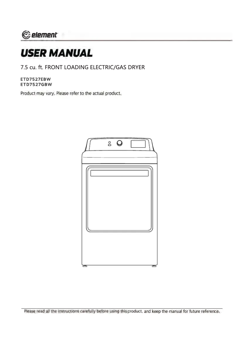 Página 1 del manual Manual de usuario Element ETD7527GBW