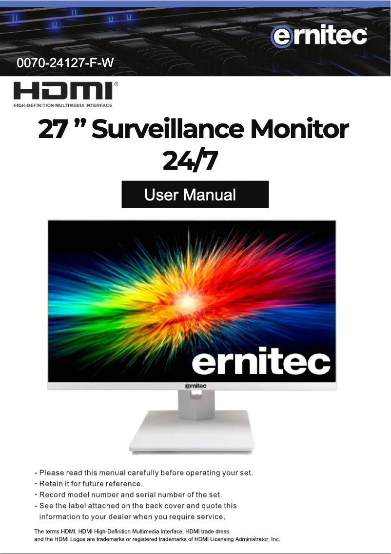 Página 1 del manual Manual de usuario Ernitec 0070-24127-F-W