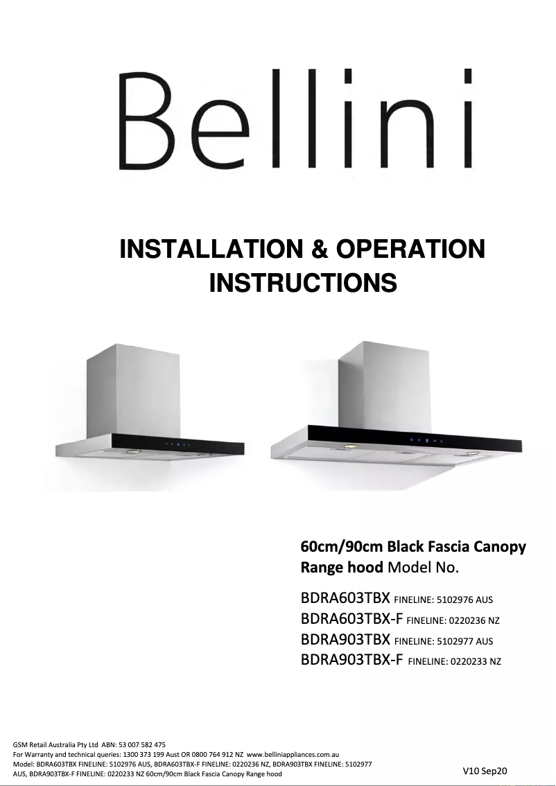 Página 1 del manual Manual de usuario Bellini BDRA603TBX