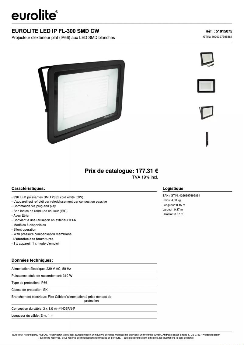 Página nº 1 - Manual de usuario Eurolite LED IP FL-300