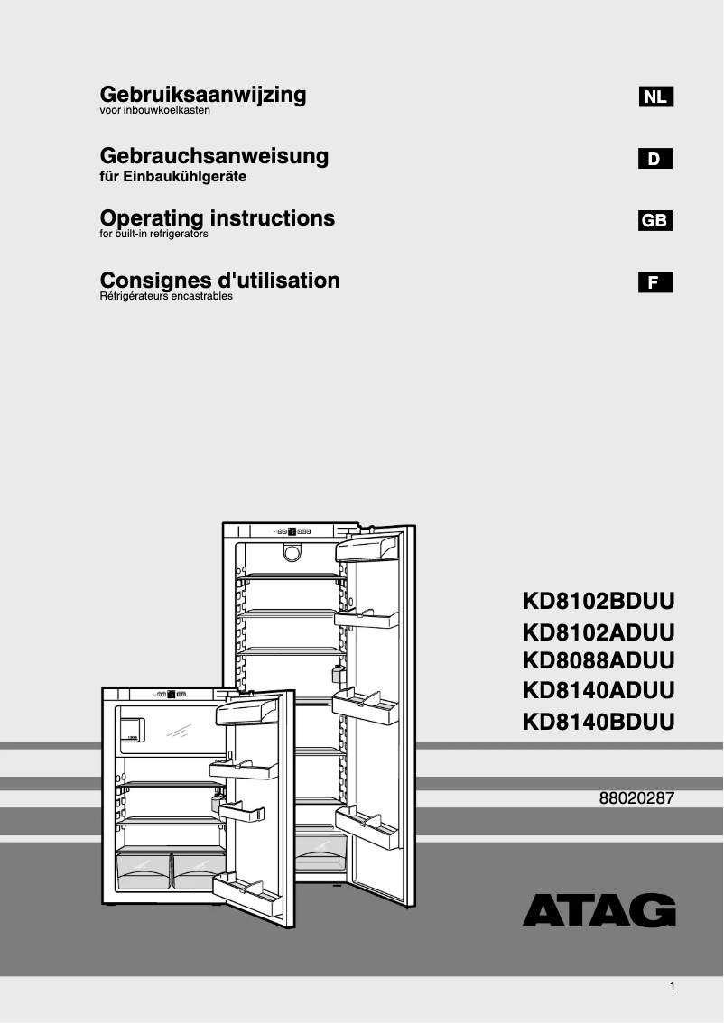 Página 1 del manual Manual de usuario Atag KD8102BD