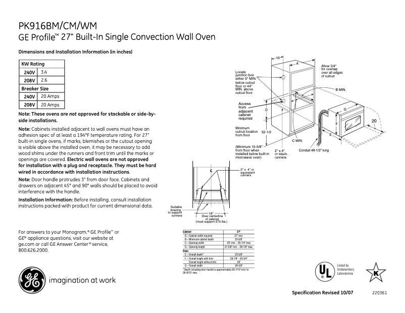 Imagen de la primera página del manual del dispositivo Profile PK916BMBB