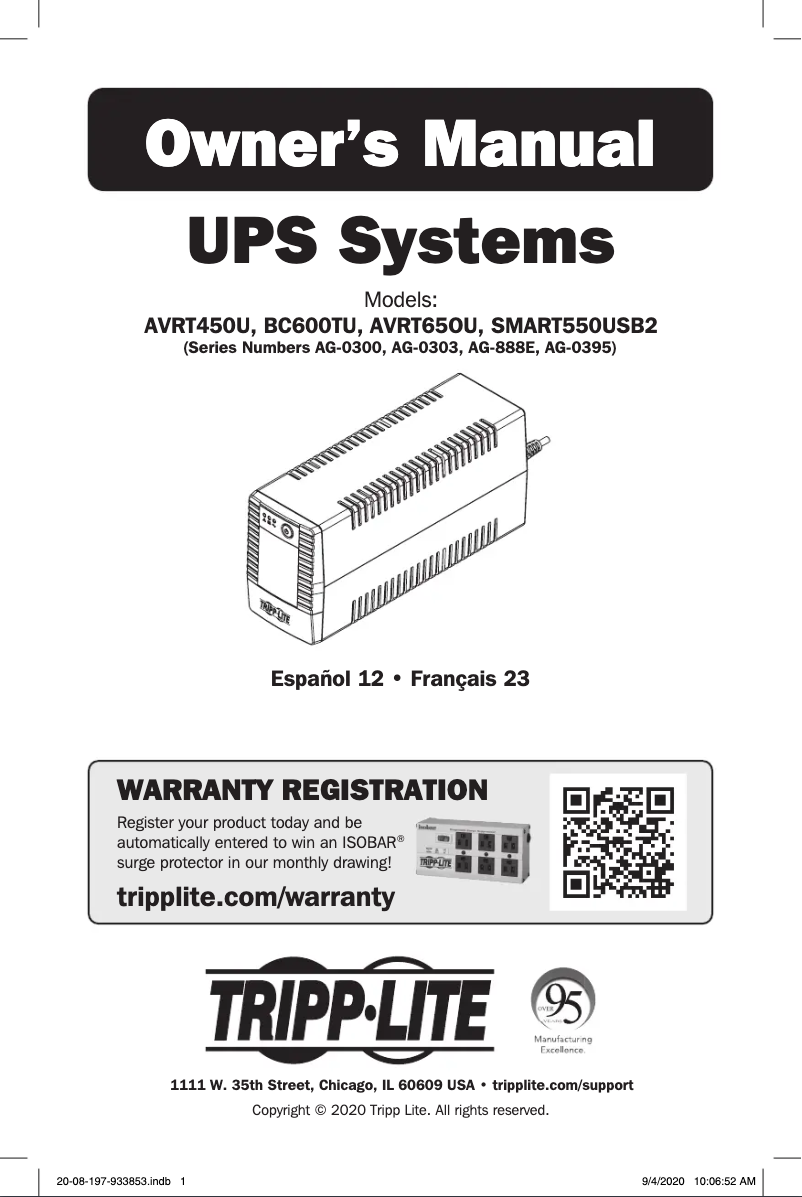 Página nº 1 - Manual de usuario Tripp Lite AVRT650U