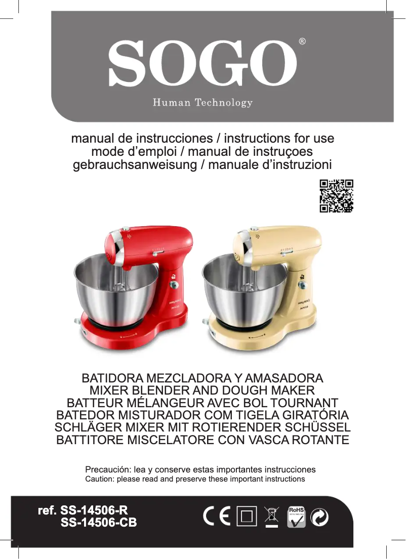 Imagen de la primera página del manual del dispositivo SS-14506-CB