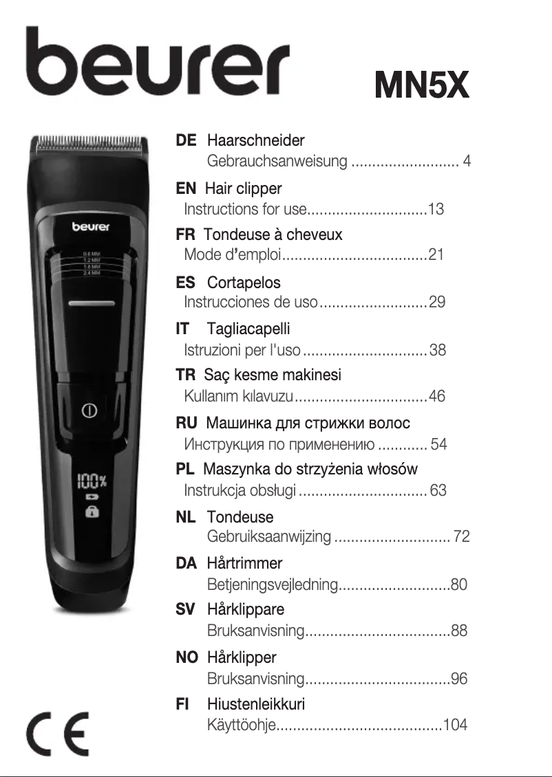 Página 1 del manual Manual de usuario Beurer MN5X