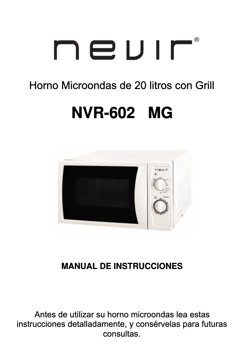 Página nº 1 - Manual de usuario Nevir NVR-6023 MG