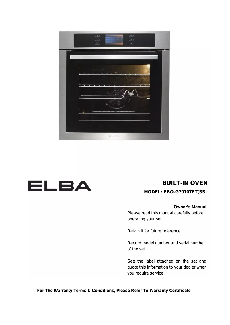 Imagen de la primera página del manual del dispositivo EBO-G7010TFT(SS)