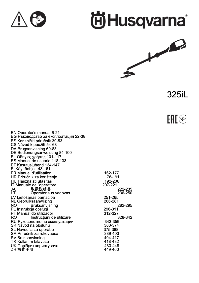 Página 1 del manual Manual de usuario Husqvarna 325iL