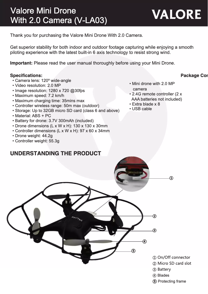 Imagen de la primera página del manual del dispositivo V-LA03