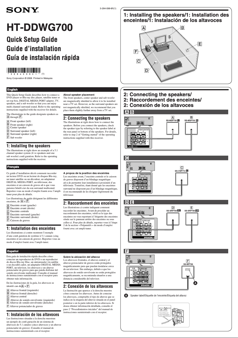 Imagen de la primera página del manual del dispositivo HT-DDWG700