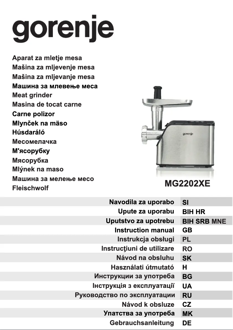 Página 1 del manual Manual de usuario Gorenje MG2202XE