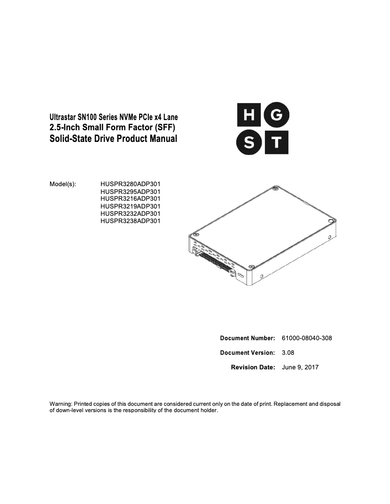 Página nº 1 - Manual de usuario HGST Ultrastar SN100