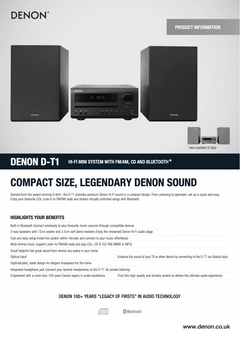 Página nº 1 - Ficha técnica Denon D-T1