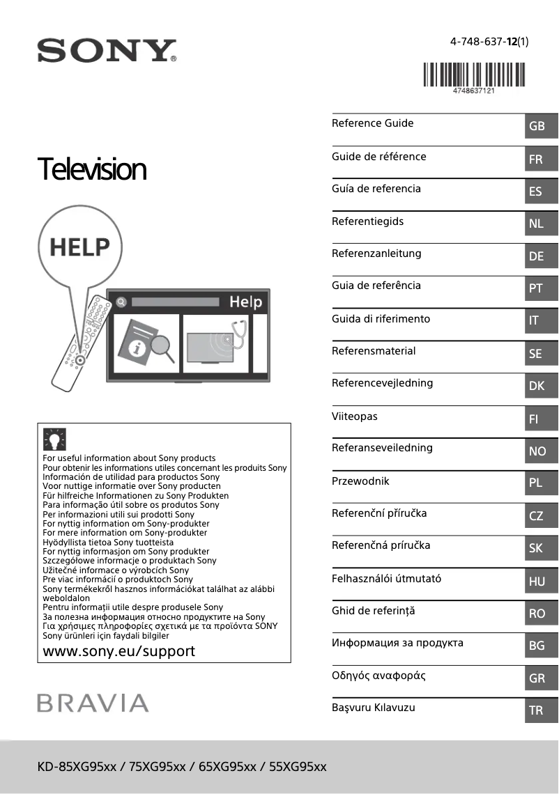 Imagen de la primera página del manual del dispositivo Bravia KD-85XG9505