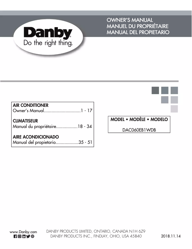 Página 1 del manual Manual de usuario Danby DAC060EB1WDB