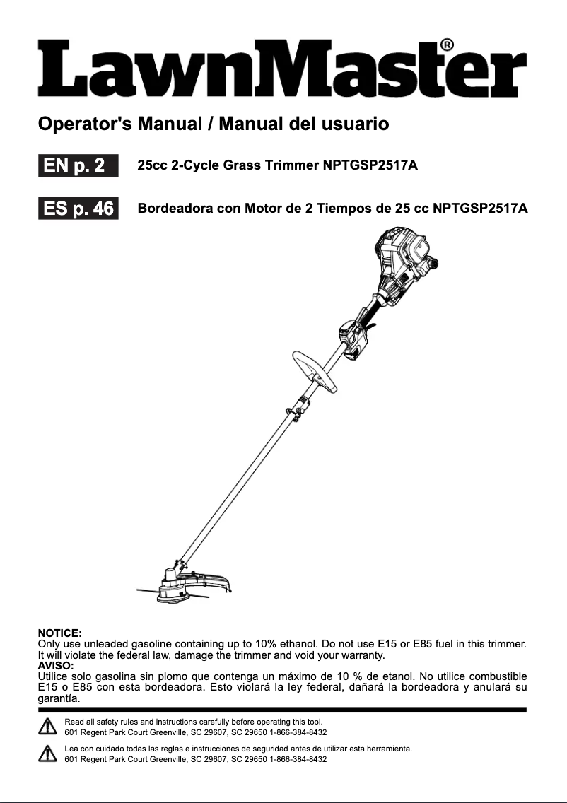 Imagen de la primera página del manual del dispositivo NPTGSP2517A