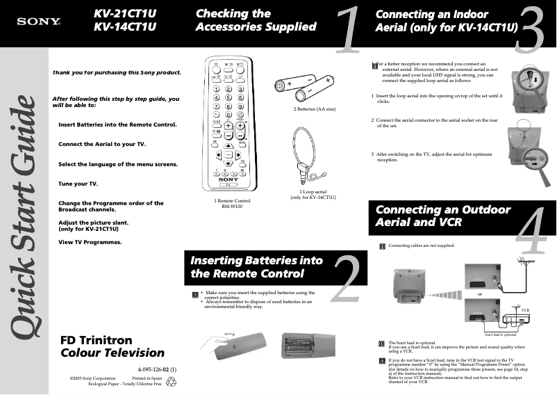 Imagen de la primera página del manual del dispositivo KV-14CT1U