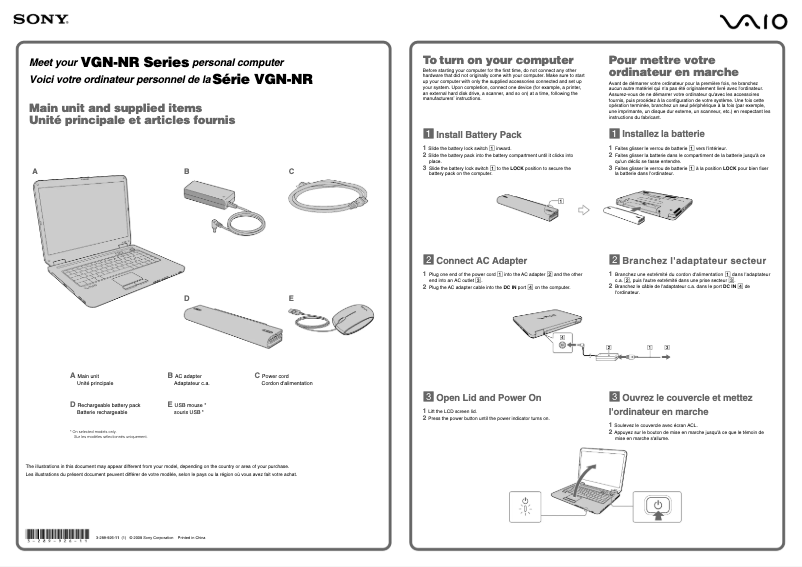 Imagen de la primera página del manual del dispositivo Vaio VGN-NR270N