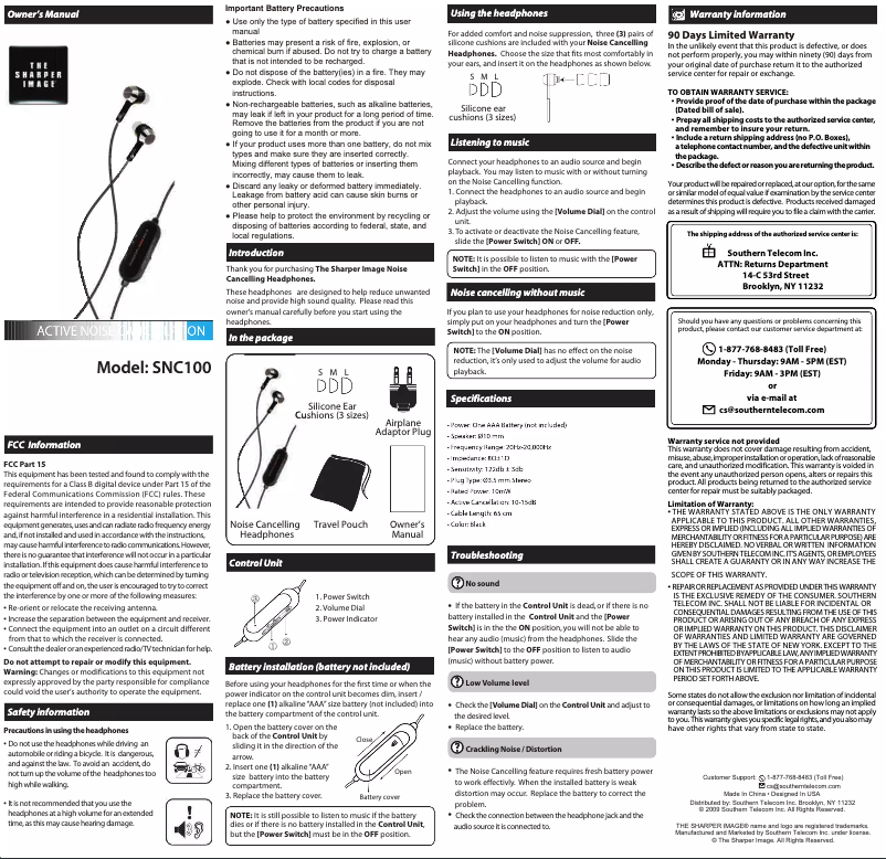 Página 1 del manual Manual de usuario Sharper Image SNC100