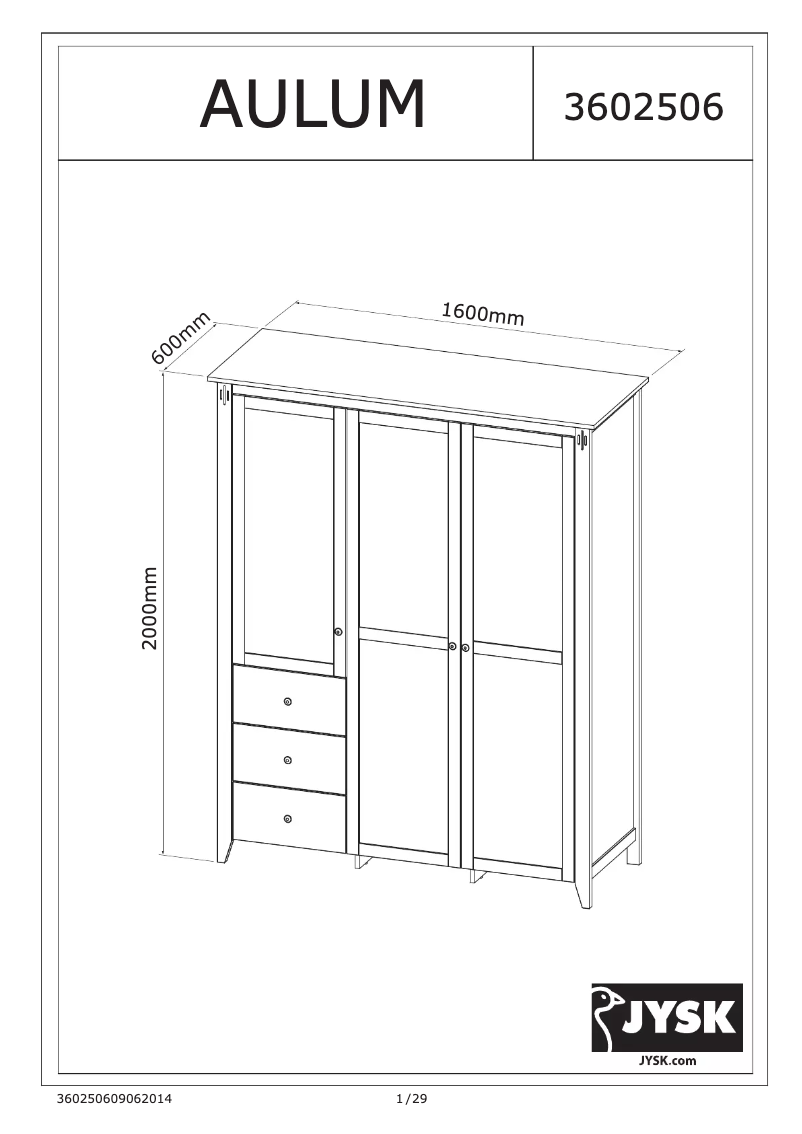 Página nº 1 - Manual de usuario JYSK Aulum (160x200x60)