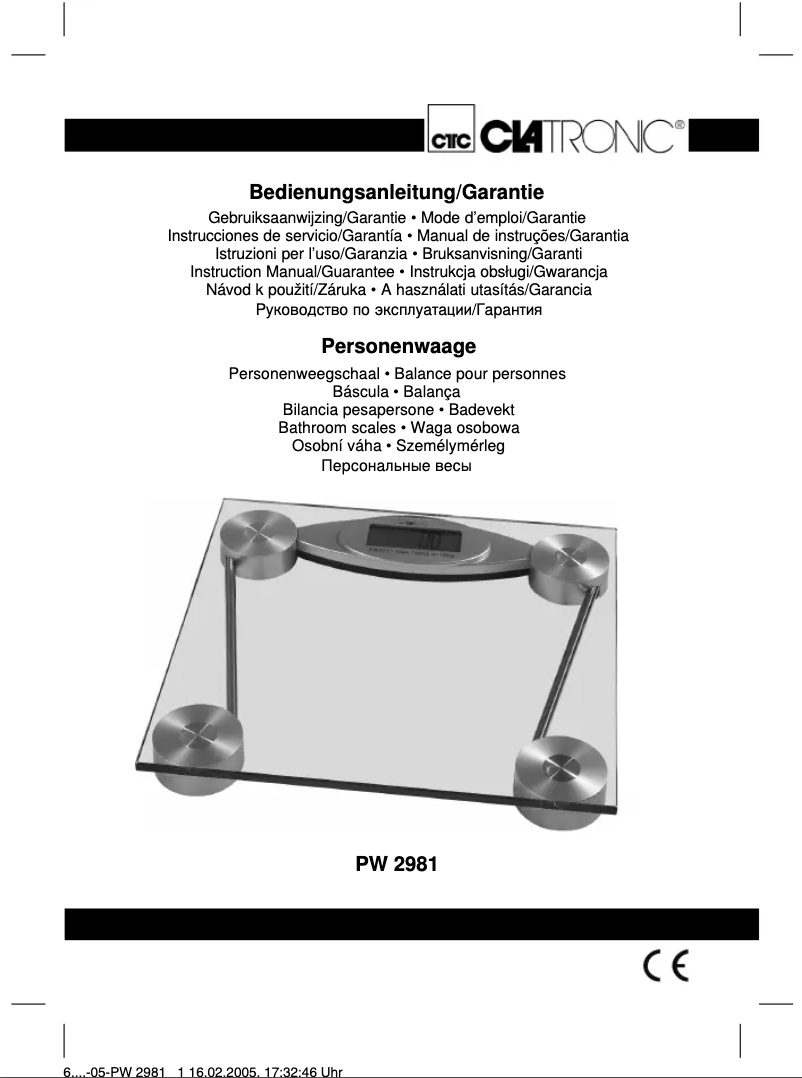 Imagen de la primera página del manual del dispositivo PW 2981