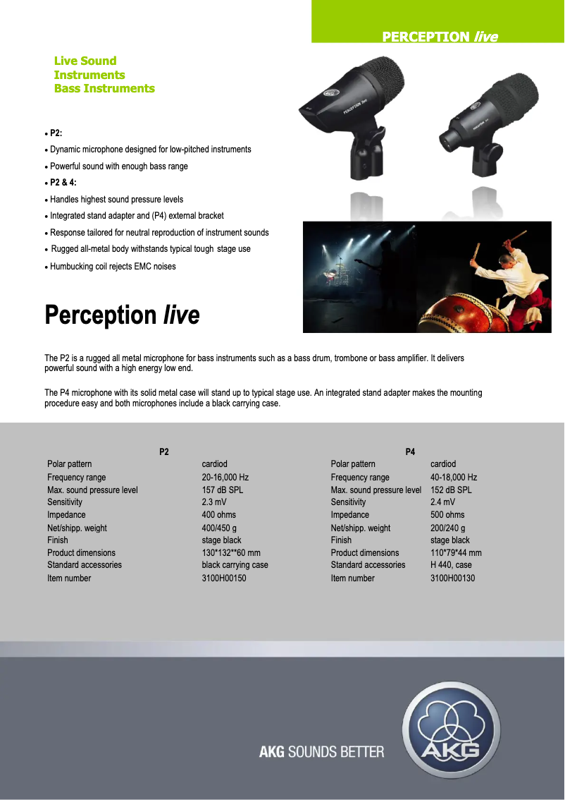 Página 1 del manual Ficha técnica AKG Perception Live P4